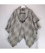 Altare Soft Knit Plaid Fringe Cape Poncho Women&#39;s One Size Horn Toggle C... - $511.06 MXN