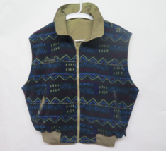 VTG Columbia Reversible Womens Vest Tan Nylon Aztec Print Fleece Sz M Liner - £26.15 GBP