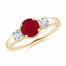 ANGARA Classic Ruby and Diamond Three Stone Engagement Ring in 14K Gold - £1,764.91 GBP