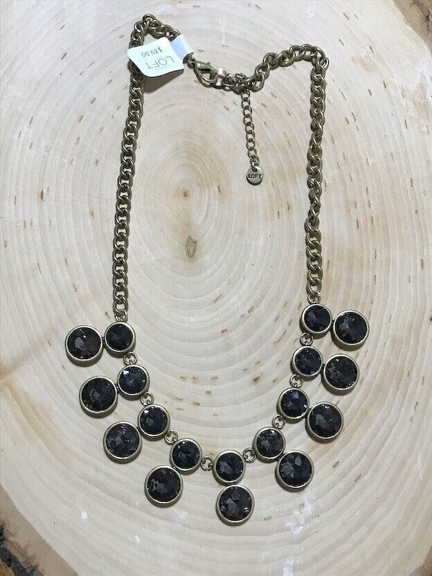 Primary image for ANN TAYLOR LOFT GOLD TONE SMOKEY STONE NECKLACE NWT $39.50