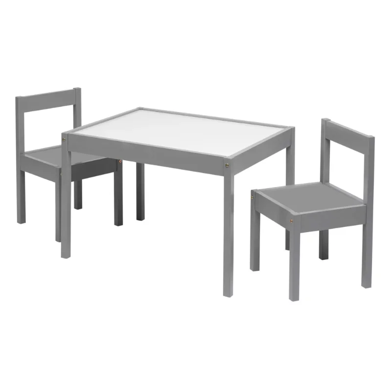 Your Zone 3-Piece Dry Erase and Wood Activity Table and Chairs Set, Gray... - £123.91 GBP