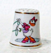 Disney Daisy Duck &amp; Pluto Character Thimble 1983 Porcelain - £7.14 GBP