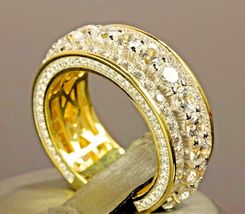 1.45Ct Round Cut Etirnity Diamond Engagement Band Ring 14K Yellow Gold Finish - £64.64 GBP