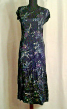 Laura Ashley 6 long floral dress VTG Blue Purple Flowers Green - £51.95 GBP
