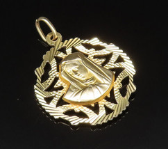 14K GOLD - Vintage Saint Mary Linear Textured Religious Medal Pendant - GP403 - £338.45 GBP