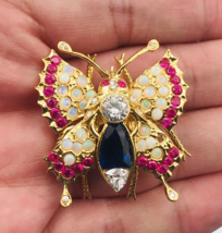 Vintage Marvella Butterfly w/ Rhinestones &amp; Faux Pearls -- 1.5&quot; x 1.5&quot; - £8.17 GBP