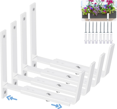 HFHOME 4 PCS Adjustable Planter Box Brackets (6 to 12.5 In), Universal Window Bo - £27.16 GBP