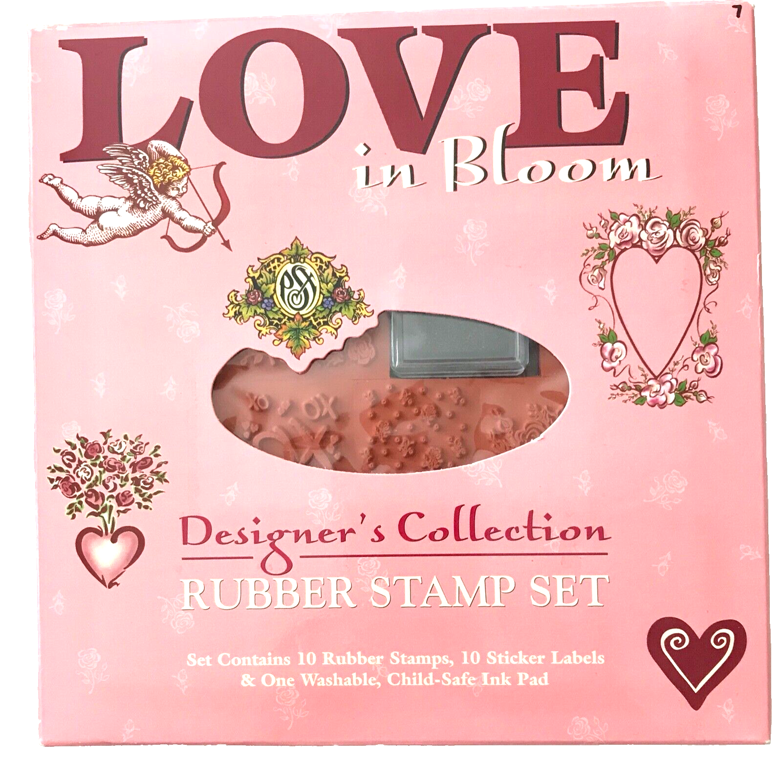 Primary image for PSX Rubber Stamp Boxed Set Love in Bloom 10 Stamps & Labels SK810 2000 NIB