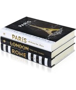 Hardcover Travel Book Decor, Set Of 3, With Gold Foil Stamping, Or Books... - £36.93 GBP