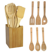 6 Pieces Bamboo Spoon Spatula Kitchen Utensil Wooden Cooking Tool Mixing Set - £14.51 GBP