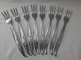 Vintage Castle Court Stainless Flatware 8 Pcs ~ Roseglow ~ 5.5&quot; Cocktail... - £26.76 GBP