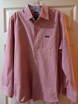 Chaps Ralph Lauren Men Red And White Size Large Button Up Shirt Long Sleeve - £11.12 GBP