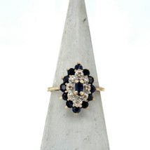 10K Yellow Gold Sapphire &amp; Diamond Ring 2.9g Size 5.25 - £310.05 GBP