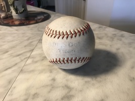 Vintage Round Leather Softball White with Raised Sewn Red Stitching - $19.99