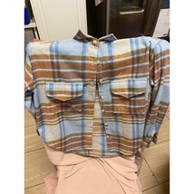 Ford Official Licensed Shirt Men&#39;s XS Bronco Blue Brown Plaid Fleece Fla... - $19.80