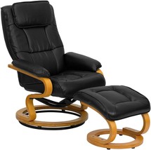 Flash Furniture Contemporary Adjustable Recliner And Ottoman With Swivel Maple - £358.90 GBP