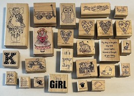 Stampin&#39; Up - Stampabilities Wood Ink Stamps for Crafts Mixed Lot of 25 - $15.95