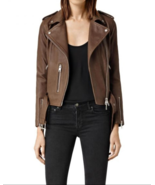 Women Stylsh Brown Studded Leather Formal Occasions Handmade  Jacket - £121.83 GBP+