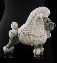 Vintage gray poodle sculpture - glass beaded Fancy updo - Unusual dog gift - ani - £91.92 GBP