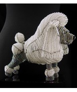 Vintage gray poodle sculpture - glass beaded Fancy updo - Unusual dog gi... - £91.81 GBP