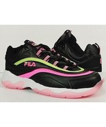 FILA Neon Pink &amp; Green Black Sneakers Women&#39;s 7 Chunky Tennis Shoes - £30.21 GBP