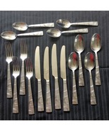 TOWLE stainless steel flatware set - 16 pieces modernist circles geometr... - £31.93 GBP
