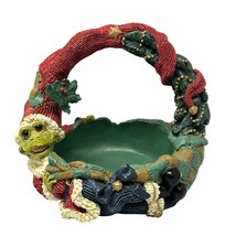 Mistletoad Santa Basket Christmas Candy Dish Resin Holiday Decoration Ki... - $29.65