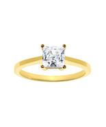 Solid Genuine 14k Gold 1ct Princess Solitaire Fine Cubic Zirconia Engage... - $5,504.26 MXN+