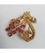 Vintage Brooch Pink w/ Faux Pearls Bouquet Ribbons 1.5 Inch - $12.06