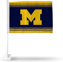 NCAA Michigan Wolverines Logo on Blue &amp; Yellow Window Car Flag by Rico - £15.09 GBP