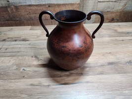 Vintage Art Deco Painted Brass Pot Vase Urn - Eared Handles - Beautiful ... - £14.99 GBP