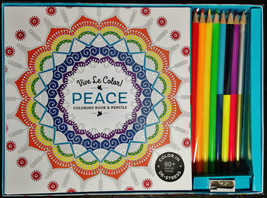 Vive Le Color: Peace (Adult Coloring Book and Pencils) by Abrams Noterie NEW - £6.33 GBP