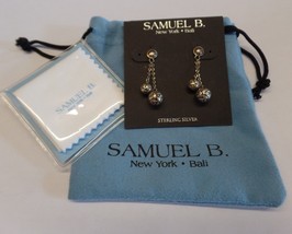 Samuel B New York Bali Stamped 9.25 Sterling Silver Dangle Ball Earrings 5.9 Gms - £47.48 GBP