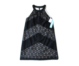 NWT London Times Chevron Panel Lace in Black Nude Trapeze Shift Dress 4 - £10.90 GBP