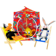 Red Toy Play Pop Up Doll Tent, 2 Sleeping Bags, Bugs Bunny Print Fabric - £19.71 GBP
