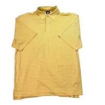 Footjoy FJ Yellow Striped Polo Shirt Golf Polo Dress Casual Shirt Mens Size L - £15.62 GBP