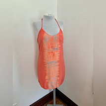 Gypsy 05 100% Silk Tie Dye Mini Dress Tunic Boho T Back Coral Orange Pin... - $412.52 MXN