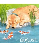 Golden Retriever Koi Pond August Dog Days Poster Calendar 14 x 11&quot; DWDDCal - €26,06 EUR