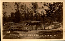 General View Of Blue Hole, Castalia, Ohio Oh - Rppc Postcard Early 1900&#39;s-bk53 - £7.52 GBP