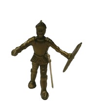 Medieval Knight vtg plastic toy figure England 1960s Britain marx Bronze shield - $12.82