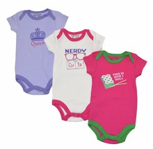 Luvable Friends Baby Girls Statement 3-Pack Bodysuits (Assorted) - £7.95 GBP