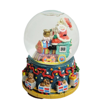 Santa Train Snow Globe Music Box Ceramic Christmas Santa Claus is Coming to Town - £11.75 GBP
