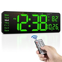 16&quot; Large Digital Wall Clock With Remote, Large Display Led Wall Clock F... - $62.99