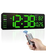 16&quot; Large Digital Wall Clock With Remote, Large Display Led Wall Clock F... - £49.53 GBP