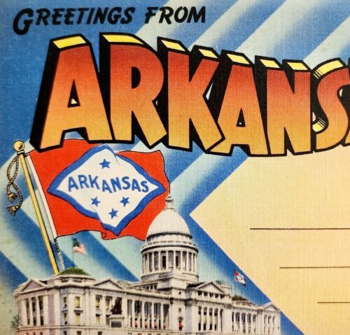 Primary image for Greetings From Arkansas Souvenir Folio Colortone 9 Prints Topographic PCBG5G