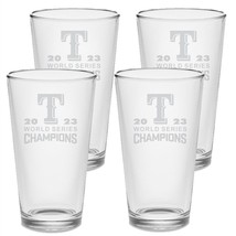 SET - Texas Rangers World Series Champions 2023 Pint Glasses Etched 16oz Tumbler - £34.16 GBP+