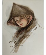 Harrison Fisher Girl with BLONDE CURLS - 1909 Antique Print Art - $12.87