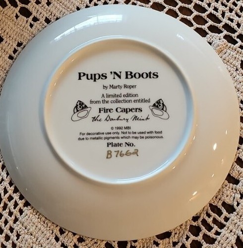 Danbury Mint ~ 'Pups N Boots' by Marty Roper Dalmatian Plate B7662 ~ Fire Capers Item image 4