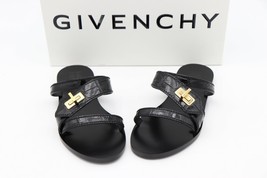NIB Givenchy Paris 2G Eden Black Croc Embossed Leather Flat Slide Sandals 8 38 - £257.71 GBP