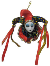 Jester Doll Dark Red Magnet Shelf Party Favor Ornament Mardi Gras - £6.58 GBP